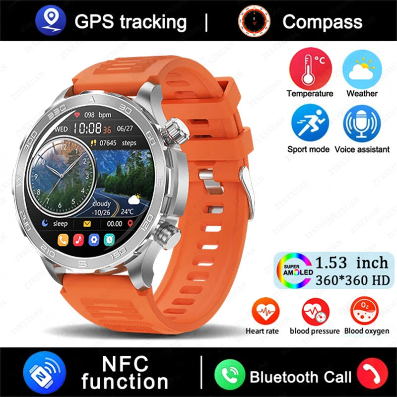 2025 Bluetooth Smartwatch – AMOLED HD, Heart Rate & GPS