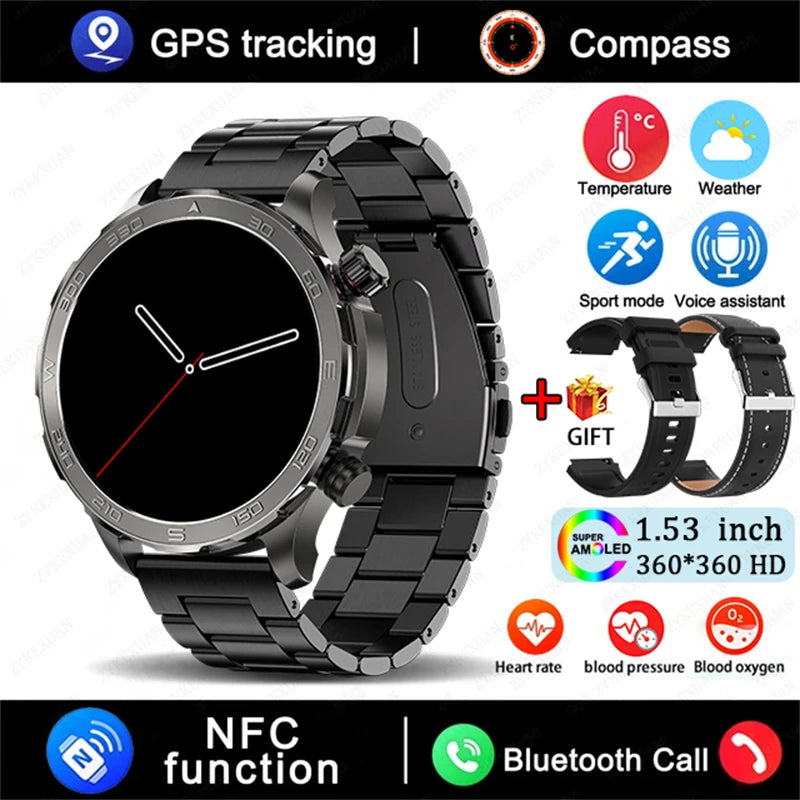 2025 Bluetooth Smartwatch – AMOLED HD, Heart Rate & GPS