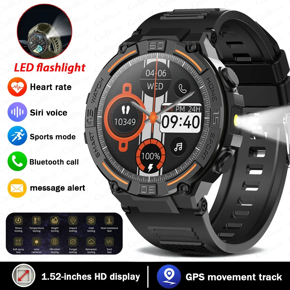 Military Smartwatch – HD Screen, Heart Rate & Bluetooth Call