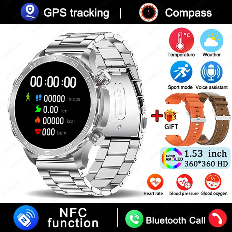 2025 Bluetooth Smartwatch – AMOLED HD, Heart Rate & GPS