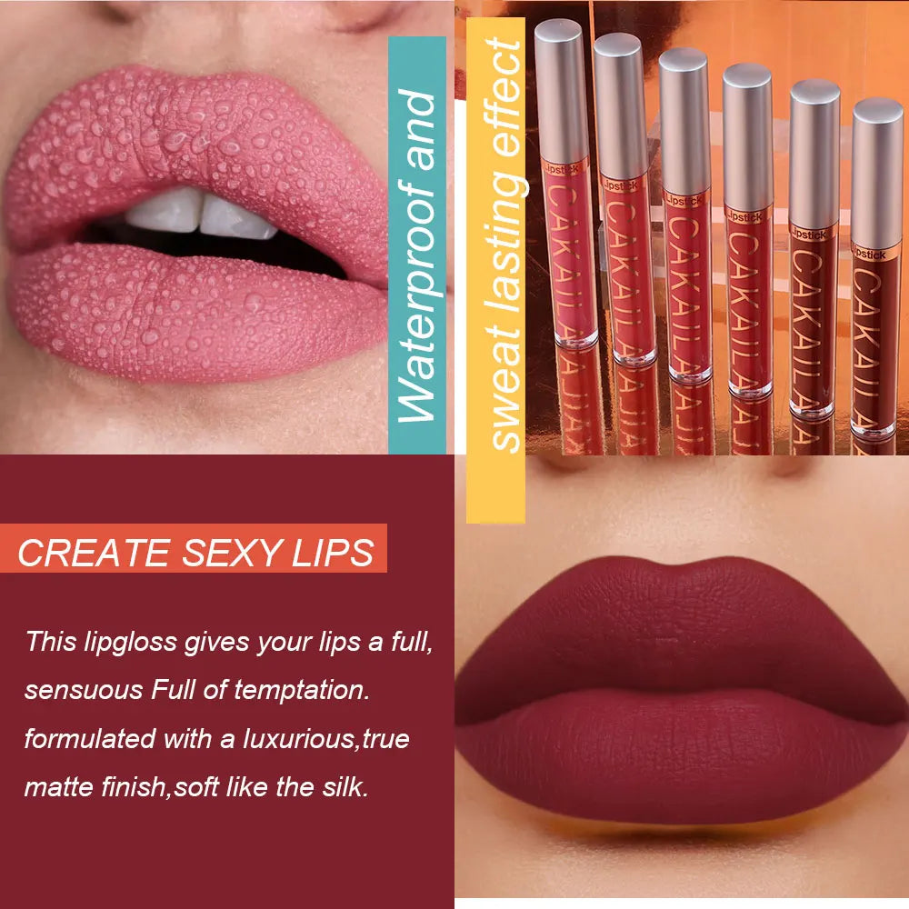 6-Color Lip Gloss Set – Liquid Matte Long-Lasting Lipstick