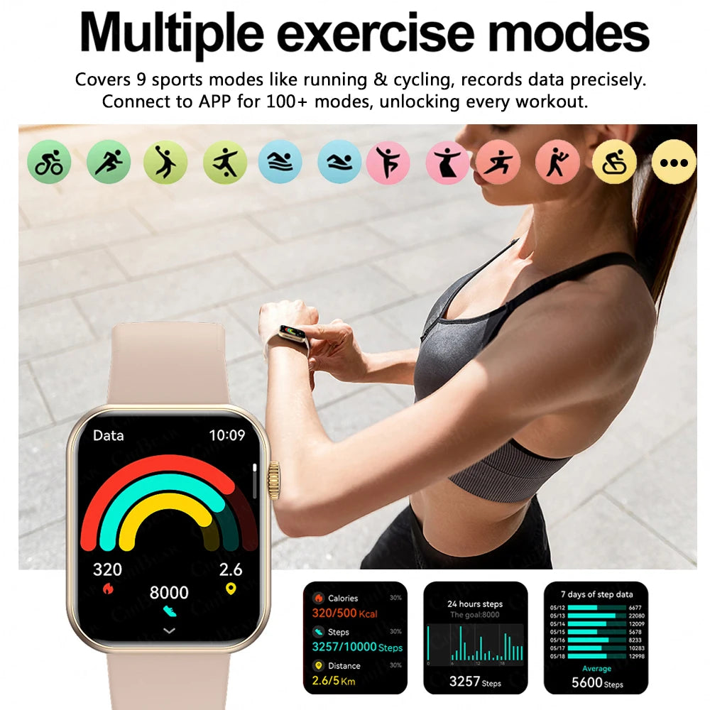 2025 Women’s Smartwatch – Full Touch, Bluetooth Call & Heart Rate