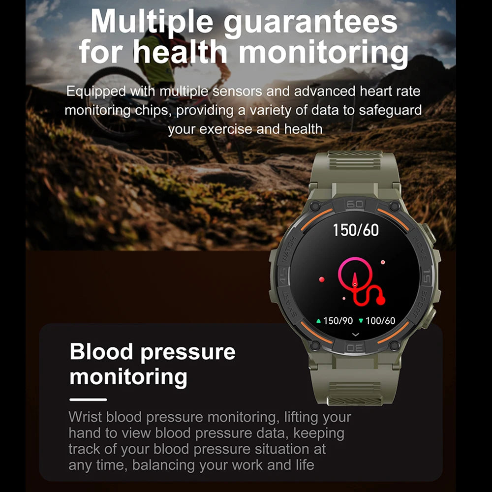 Military Smartwatch – HD Screen, Heart Rate & Bluetooth Call