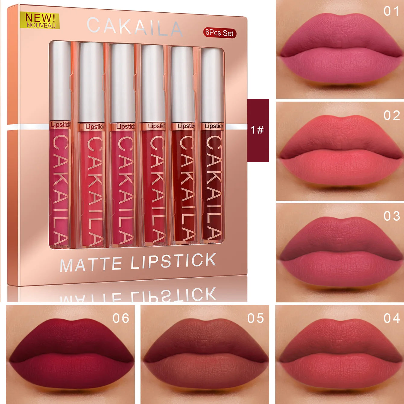 6-Color Lip Gloss Set – Liquid Matte Long-Lasting Lipstick