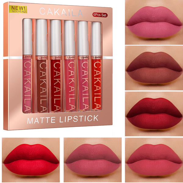 6-Color Lip Gloss Set – Liquid Matte Long-Lasting Lipstick