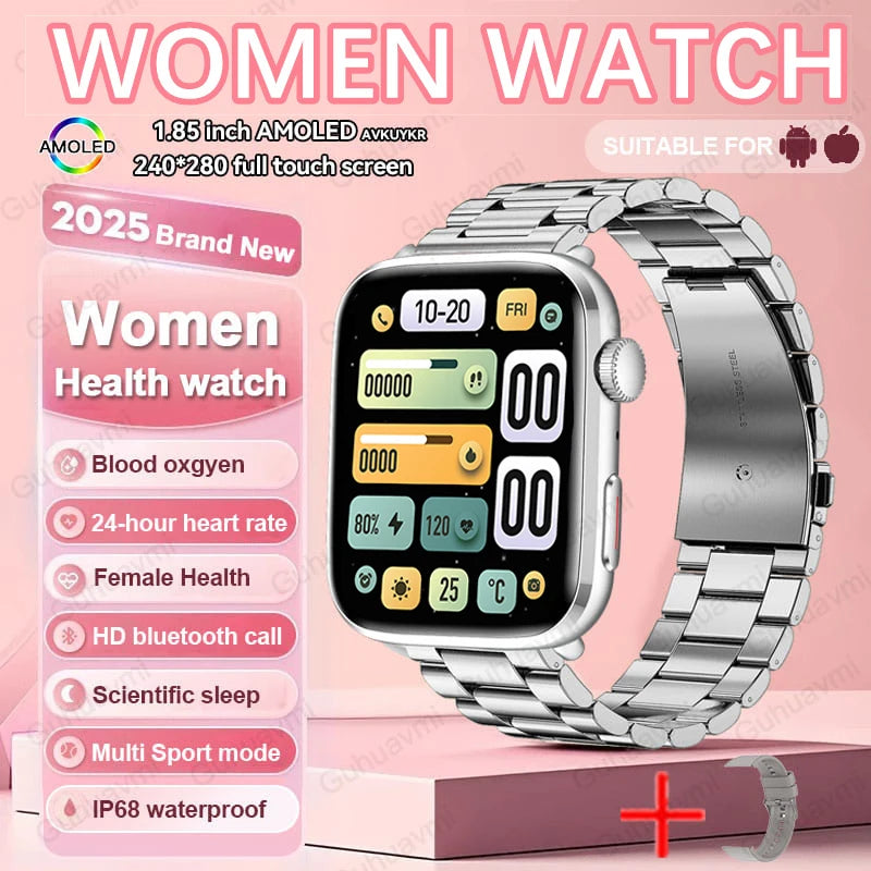 2025 Women’s AI Smartwatch – HRV, Blood Pressure & Oxygen Monitor
