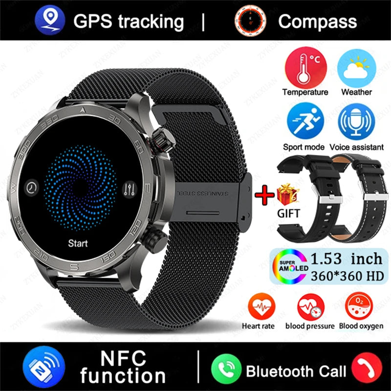 2025 Bluetooth Smartwatch – AMOLED HD, Heart Rate & GPS