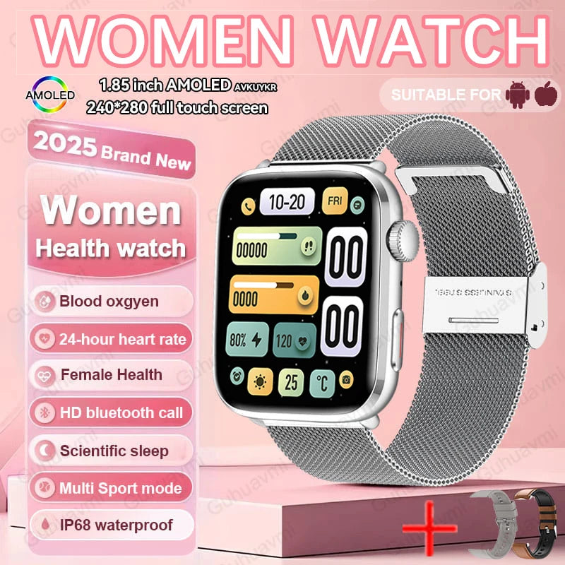 2025 Women’s AI Smartwatch – HRV, Blood Pressure & Oxygen Monitor