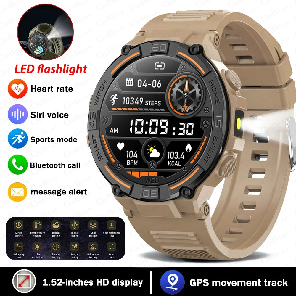 Military Smartwatch – HD Screen, Heart Rate & Bluetooth Call