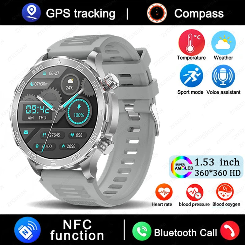 2025 Bluetooth Smartwatch – AMOLED HD, Heart Rate & GPS