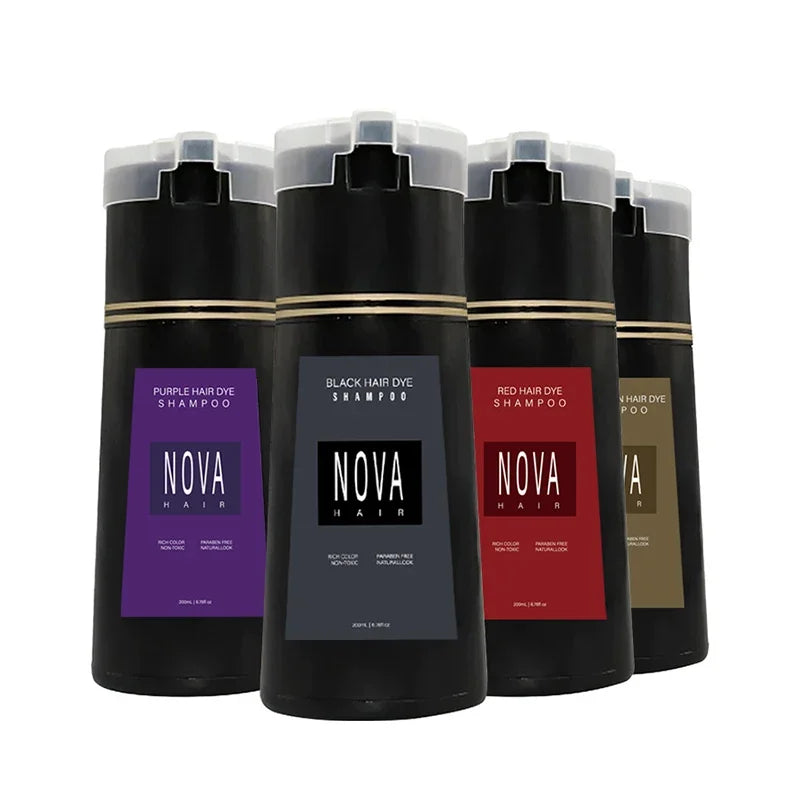 Nova 3-in-1 Hair Dye Shampoo – Natural Black Hair Color