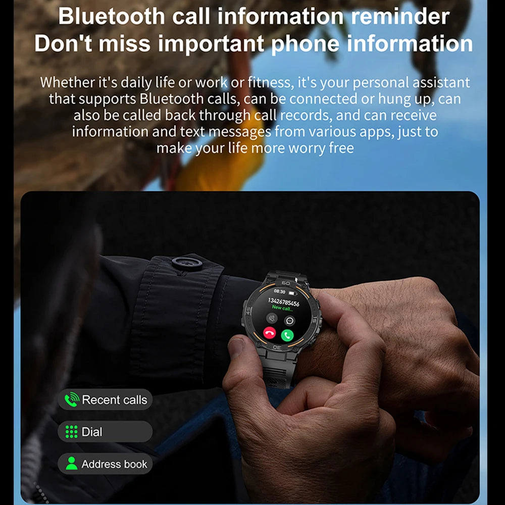 Military Smartwatch – HD Screen, Heart Rate & Bluetooth Call