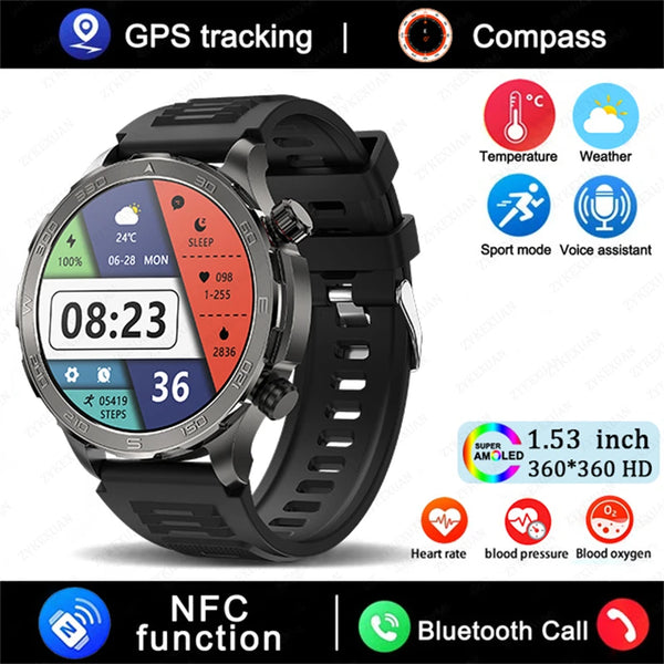 2025 Bluetooth Smartwatch – AMOLED HD, Heart Rate & GPS