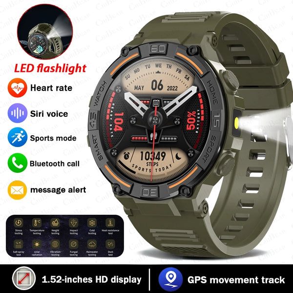 Military Smartwatch – HD Screen, Heart Rate & Bluetooth Call