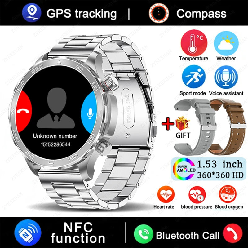 2025 Bluetooth Smartwatch – AMOLED HD, Heart Rate & GPS
