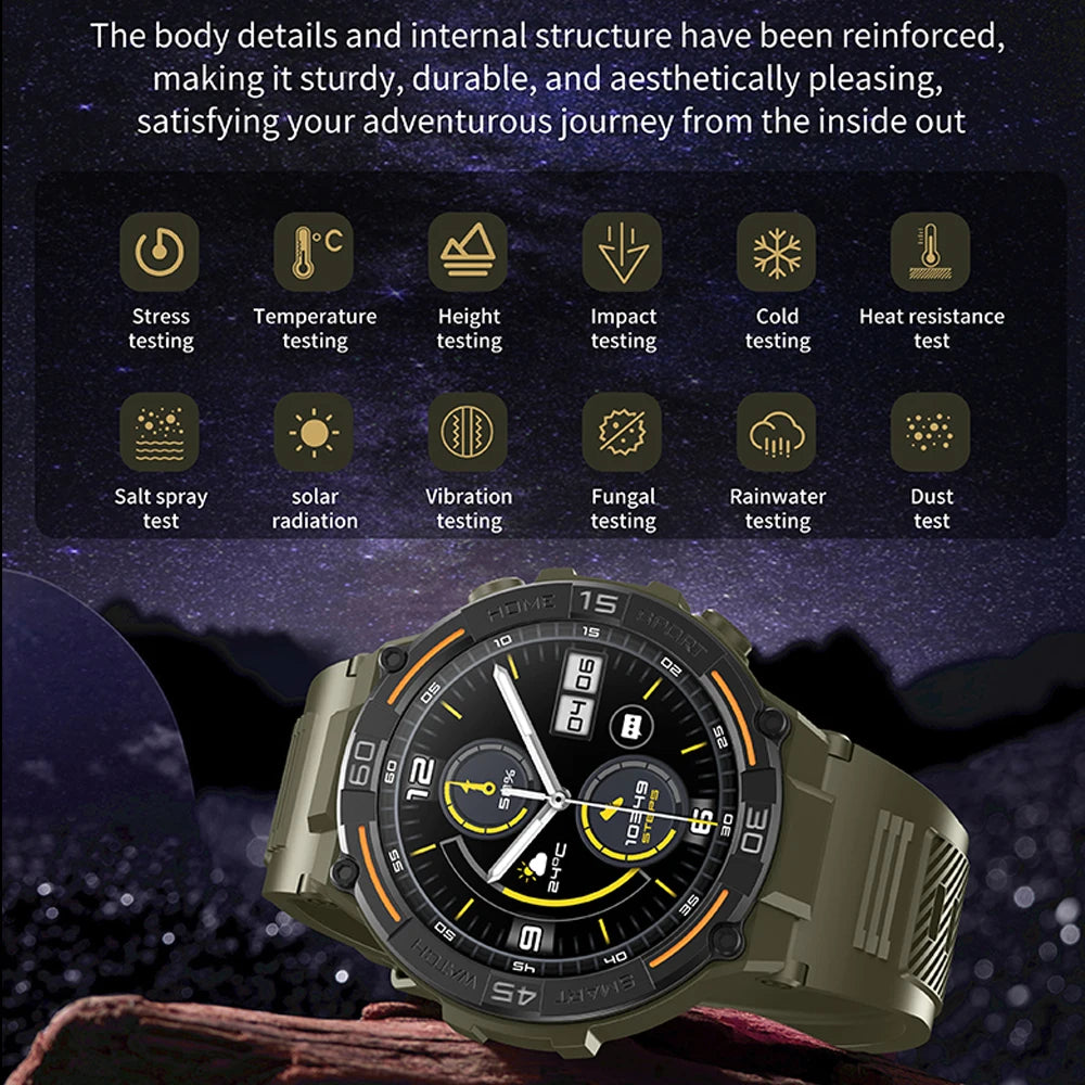 Military Smartwatch – HD Screen, Heart Rate & Bluetooth Call