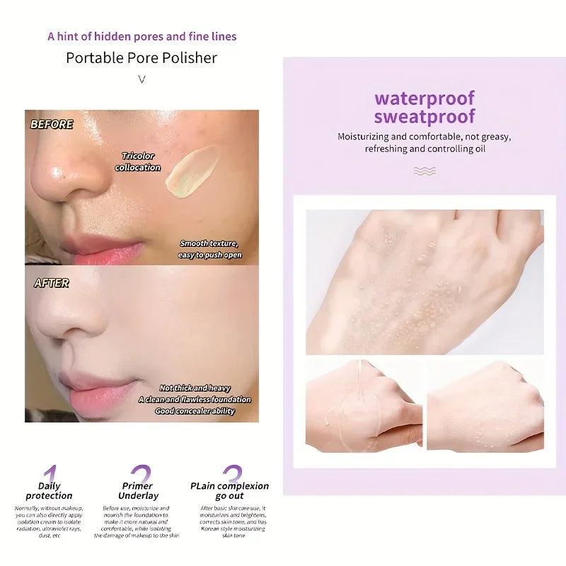 Tri-Color Face Primer – Brighten & Contour Makeup Base