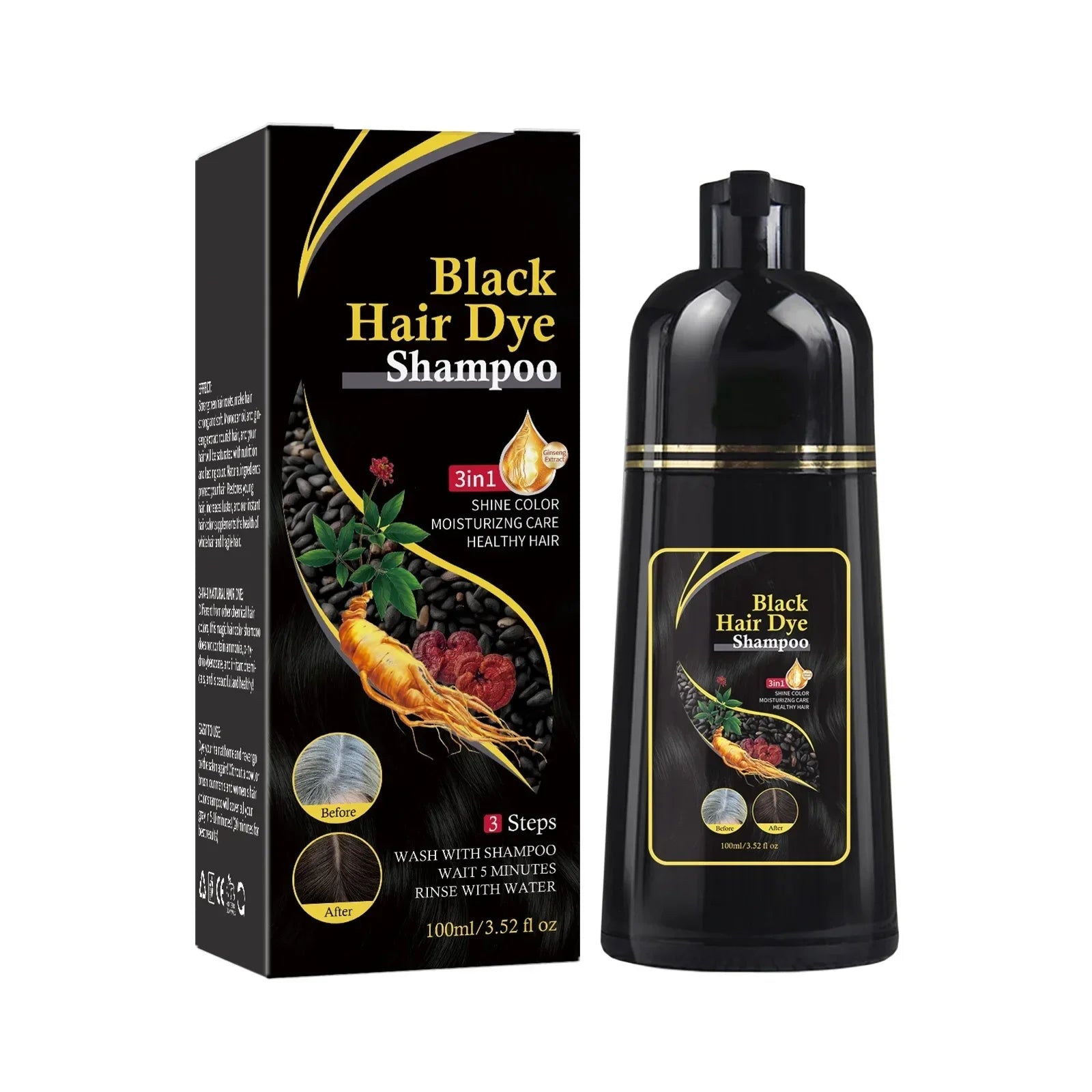 Nova 3-in-1 Hair Dye Shampoo – Natural Black Hair Color