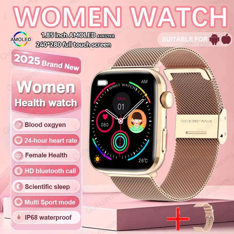 2025 Women’s AI Smartwatch – HRV, Blood Pressure & Oxygen Monitor