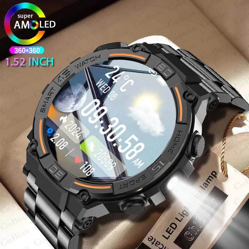 Military Smartwatch – HD Screen, Heart Rate & Bluetooth Call