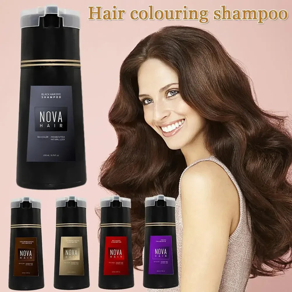 Nova 3-in-1 Hair Dye Shampoo – Natural Black Hair Color
