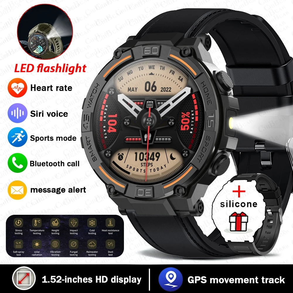 Military Smartwatch – HD Screen, Heart Rate & Bluetooth Call
