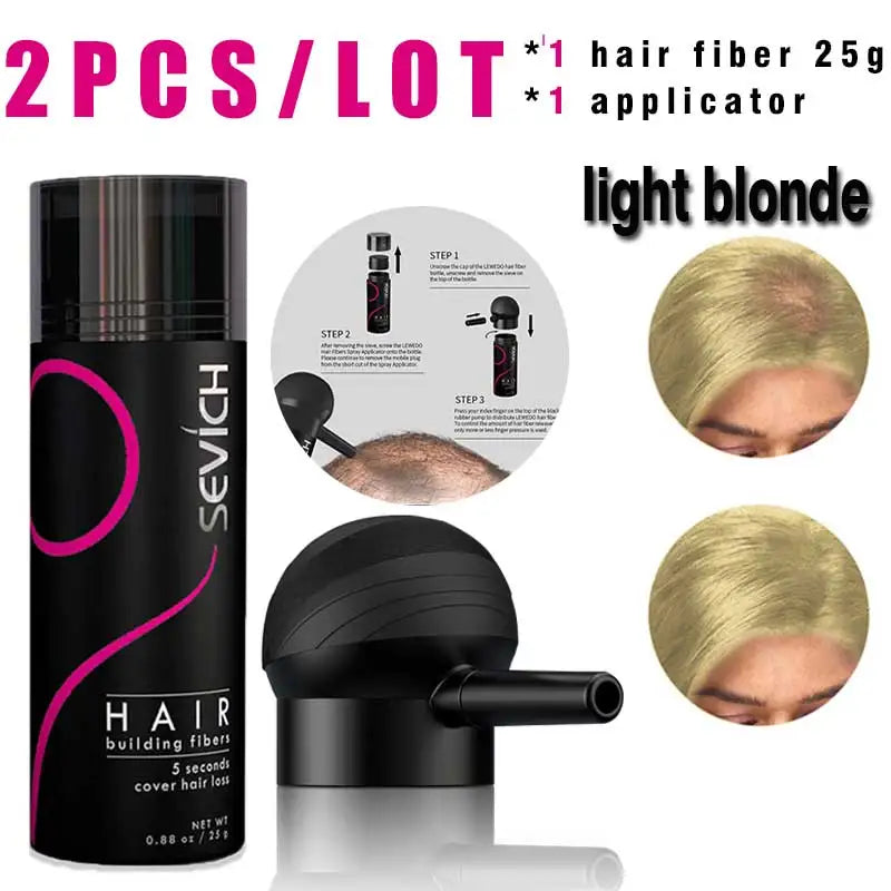 Hair Building Fiber Set – Keratin Hair Fiber Powder & Applicator