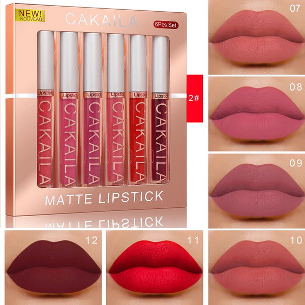 6-Color Lip Gloss Set – Liquid Matte Long-Lasting Lipstick