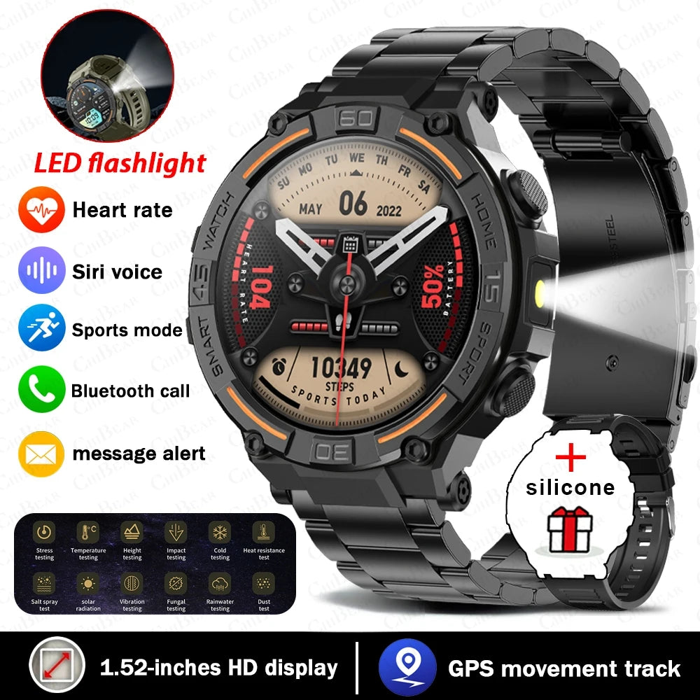 Military Smartwatch – HD Screen, Heart Rate & Bluetooth Call
