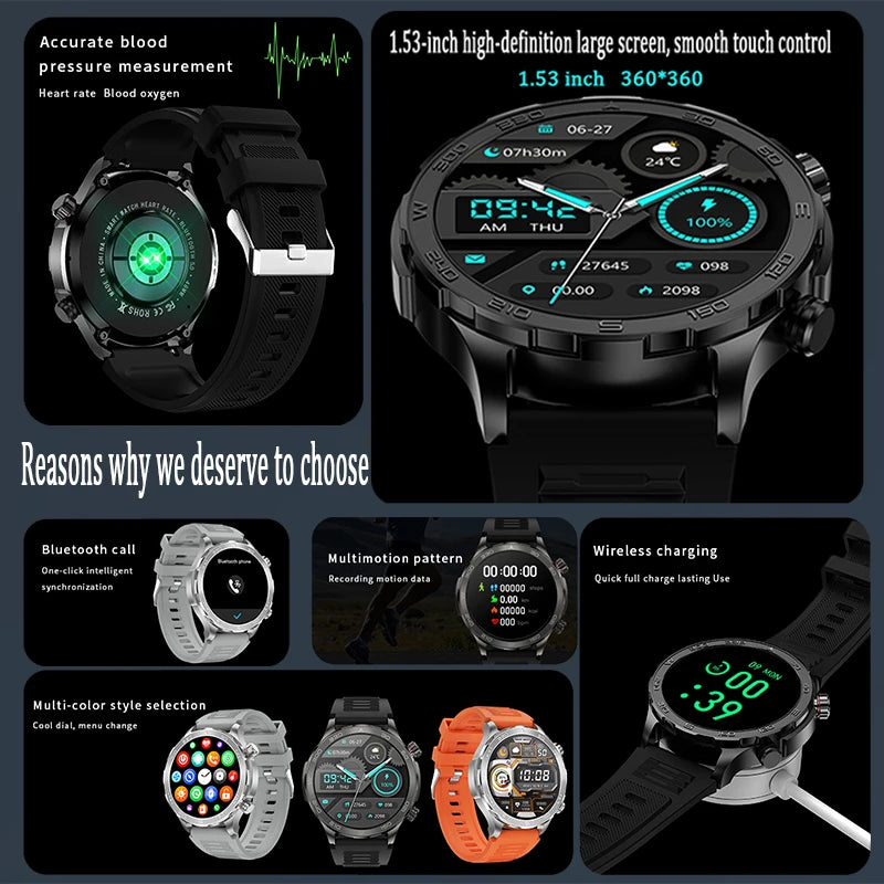 2025 Bluetooth Smartwatch – AMOLED HD, Heart Rate & GPS