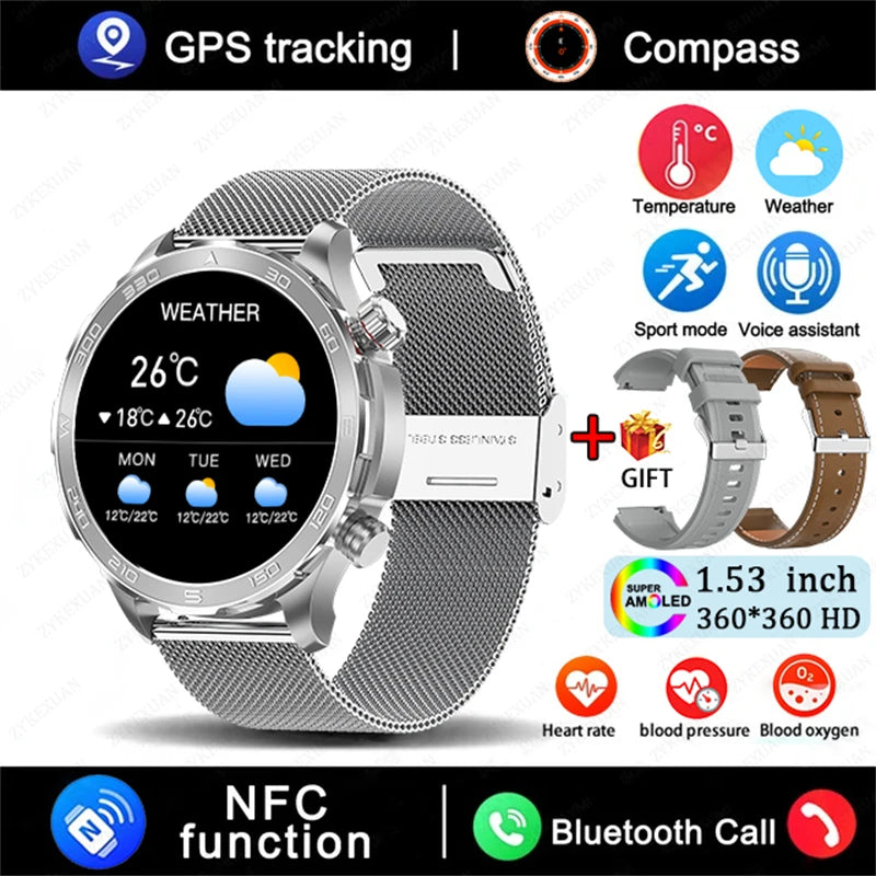 2025 Bluetooth Smartwatch – AMOLED HD, Heart Rate & GPS