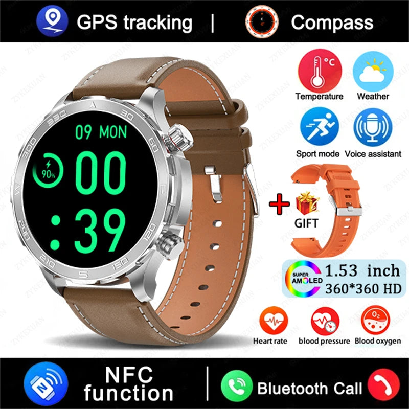 2025 Bluetooth Smartwatch – AMOLED HD, Heart Rate & GPS