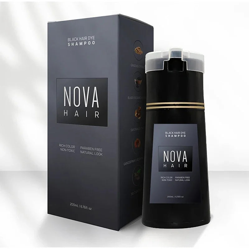 Nova 3-in-1 Hair Dye Shampoo – Natural Black Hair Color
