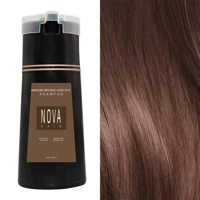 Nova 3-in-1 Hair Dye Shampoo – Natural Black Hair Color