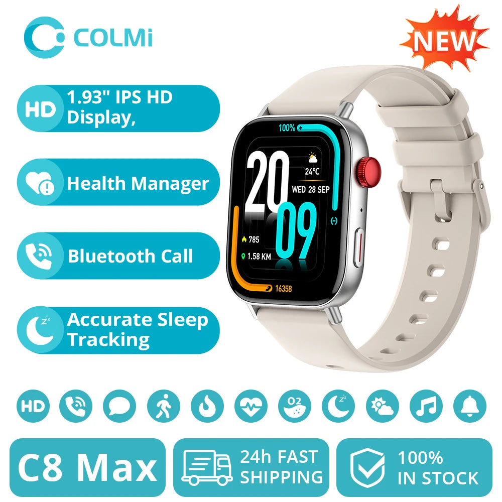 C8 Max Smartwatch – Voice Calling & HD Fitness Tracker
