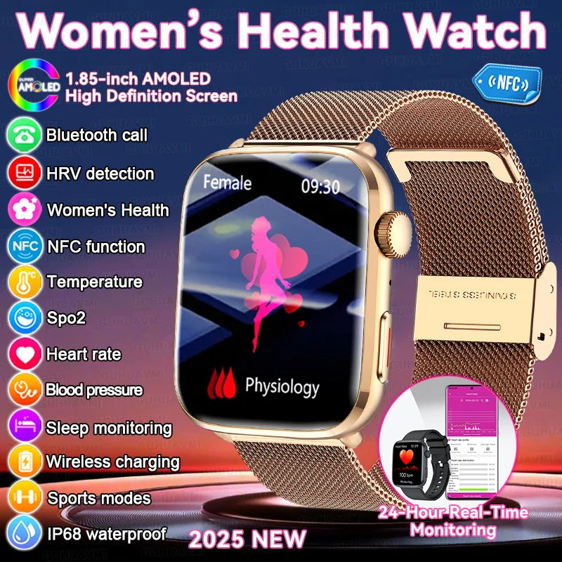 2025 Women’s AI Smartwatch – HRV, Blood Pressure & Oxygen Monitor